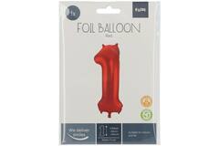 Foil Balloon Number 1 Red Metallic Matt - 86 cm