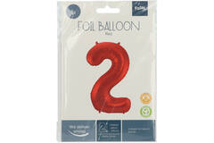 Foil Balloon Number 2 Red Metallic Matt - 86 cm