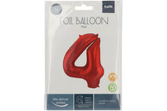 Foil Balloon Number 4 Red Metallic Matt - 86 cm
