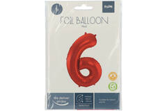Foil Balloon Number 6 Red Metallic Matt - 86 cm