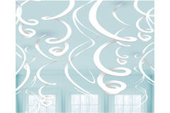 12 Swirl Decorations Frosty White Foil 55.8 cm