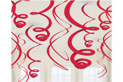 12 Swirl Decorations Apple Red Foil 55.8 cm
