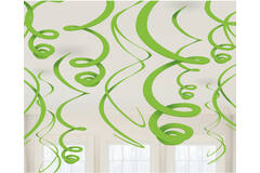 12 Swirl Decorations Kiwi Green Foil 55.8cm