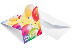 8 Invitations & Envelopes Balloons Paper 8 x 14.2 cm