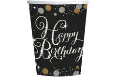 8 Cups Happy Birthday Sparkling Celebrations Paper gold 250 ml