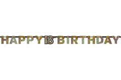 Letter Banner 18 Sparkling Celebration Gold Foil 213 x 16.2 cm