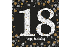16 Napkins 18 Sparkling Celebration - Silver & Gold 33 x 33 cm