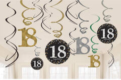 12 Swirl Decorations 18 Sparkling Celebration - Gold Foil / Paper 61 cm