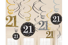 12 Swirl Decorations 21 Sparkling Celebration Gold Foil / Paper 61 cm