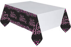 Tablecover Happy Birthday Sparkling Celebrations Plastic Pink 120 x 180 cm