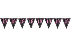Pennant Banner 18 Sparkling Celebrations Pink Foil 396.2 x 21.5 cm