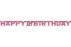 Letter Banner 18 Sparkling Celebration Pink Foil 213 x 16.2 cm