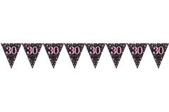 Pennant Banner 30 Sparkling Celebrations Pink Foil 396.2 x 21.5 cm
