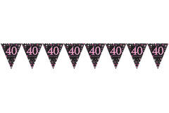 Pennant Banner 40 Sparkling Celebrations Pink Foil 396.2 x 21.5 cm