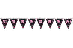 Pennant Banner 50 Sparkling Celebrations Pink Foil 396.2 x 21.5 cm
