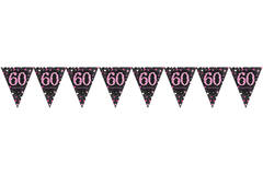 Pennant Banner 60 Sparkling Celebrations Pink Foil 396.2 x 21.5 cm