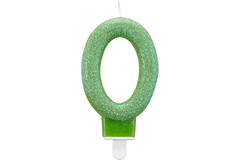 Number Candle 0 Glitter Height 7.6 cm