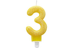 Number Candle 3 Glitter Height 7.6 cm