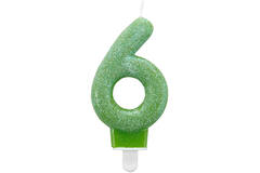 Number Candle 6 Glitter Height 7.6 cm