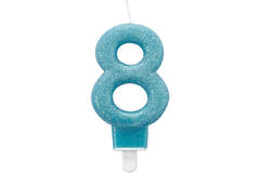 Number Candle 8 Glitter Height 7.6 cm
