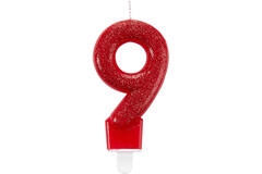 Number Candle 9 Glitter Height 7.6 cm