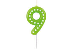 Numeral Candle 9 Dots & Stripes Height 6.5 cm