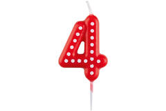 Numeral Candle 4 Dots & Stripes Height 6.5 cm