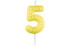 Numeral Candle 5 Dots & Stripes Height 6.5 cm