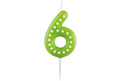 Numeral Candle 6 Dots & Stripes Height 6.5 cm