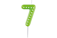 Numeral Candle 7 Dots & Stripes Height 6.5 cm
