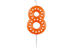 Numeral Candle 8 Dots & Stripes Height 6.5 cm