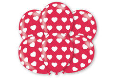 6 Latex Balloons Hearts 27.5 cm / 11"