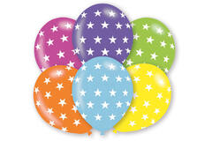 6 Latex Balloons Stars 27.5 cm / 11"