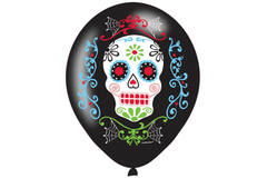 6 Latex Balloons Day of the Dead 27.5 cm / 11"