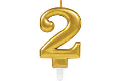 Number Candle 2 Sparkling Celebrations Gold Height 9.3 cm