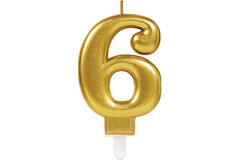 Number Candle 6 Sparkling Celebrations Gold Height 9.3 cm