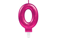 Number Candle 0 Sparkling Celebrations Pink Height 9.3 cm