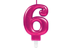 Number Candle 6 Sparkling Celebrations Pink Height 9.3 cm