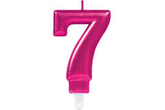 Number Candle 7 Sparkling Celebrations Pink Height 9.3 cm