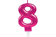 Number Candle 8 Sparkling Celebrations Pink Height 9.3 cm