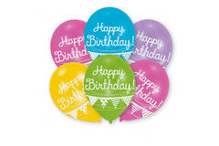 6 Latex Balloons Happy Birthday - Bunting 27.5 cm / 11"