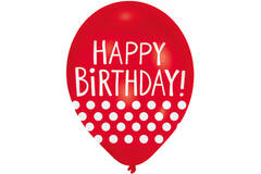 6 Latex Balloons Happy Birthday - Dots 27.5 cm / 11"