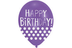6 Latex Balloons Happy Birthday - Dots 27.5 cm / 11"