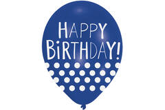 6 Latex Balloons Happy Birthday - Dots 27.5 cm / 11"