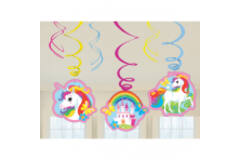 6 Swirl Decorations Unicorn Foil / Paper 80 cm