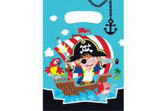 8 Party Bags Pirate Plastic 23.4 x 16.2 cm