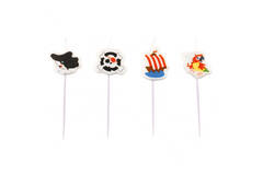 4 Mini Character Candles Pirate Height 6.7 cm