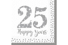 16 Napkins Silver Anniversaries 33 x 33 cm