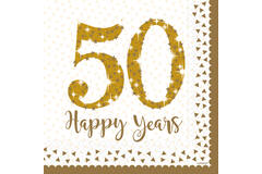16 Napkins Gold Anniversaries  33 x 33 cm