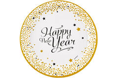 8 Plates Golden Wishes Round Paper 23 cm